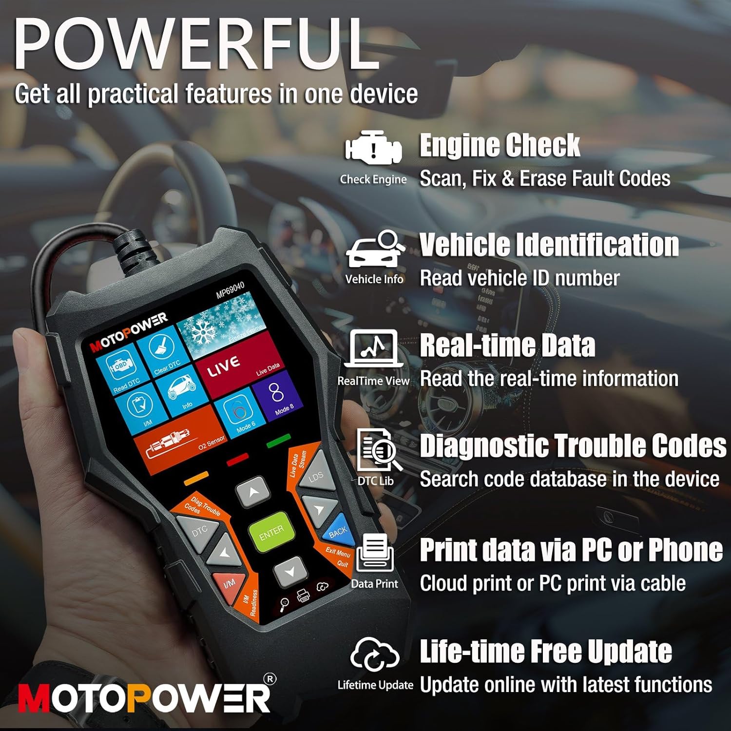 MOTOPOWER MP69040 OBD2 Scanner features overview