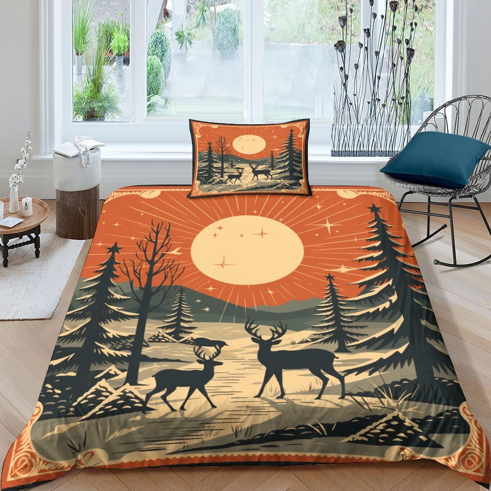 Housse de couette Noël Vintage 135x200 3D microfibre confort 3 pièces