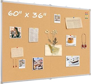 Double-Sided Large Foldable Cork Board, 60" x 36"