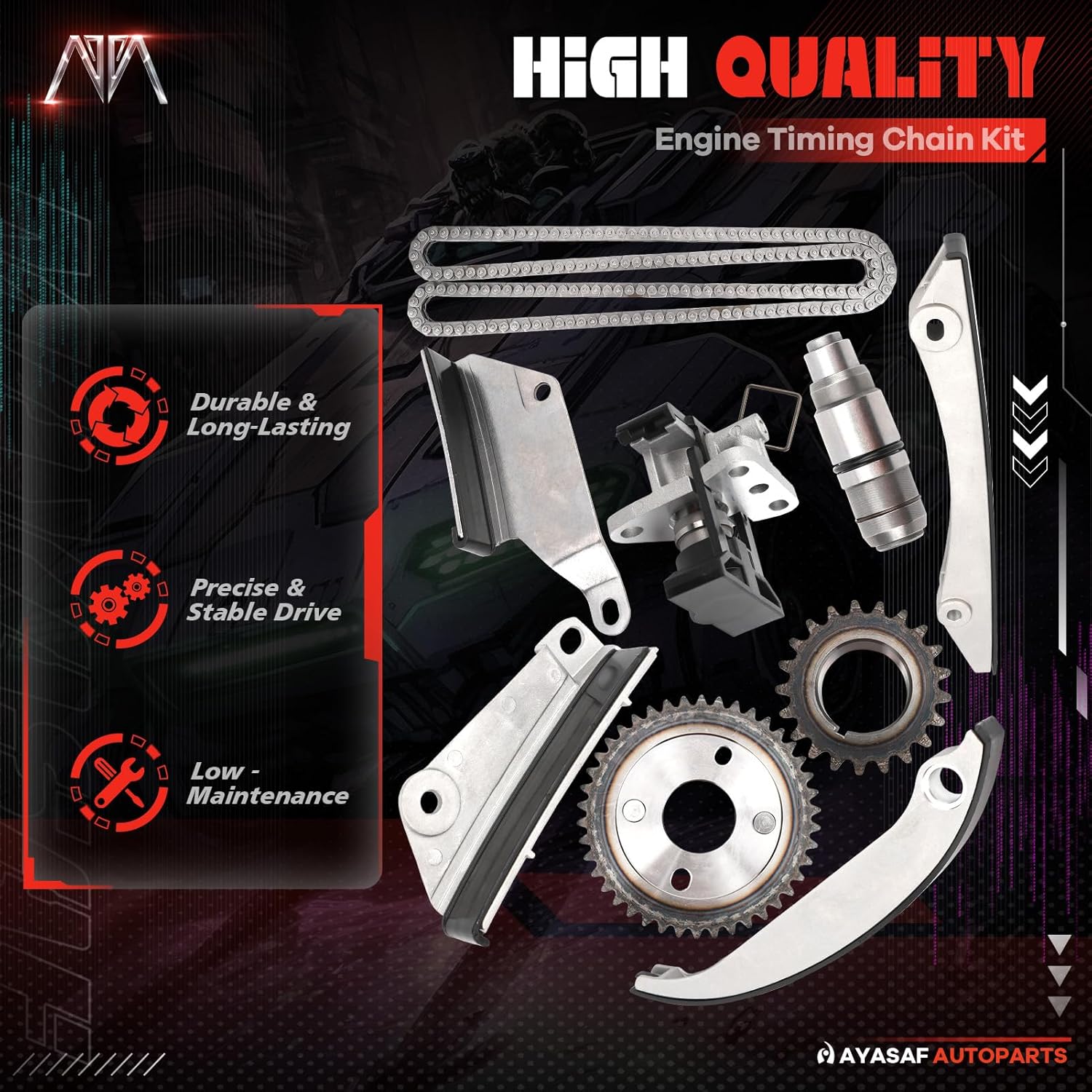 MAYASAF Engine Timing Chain Kit for Dodge Charger 2006 2.7L V6, Intrepid 2002-2004 2.7L V6, Magnum 2005-2006 2.7L V6, Stratus 2005-2006 2.7LV6, for Chrysler 300 2005-2006 2.7L V6, Concorde 2002-2004