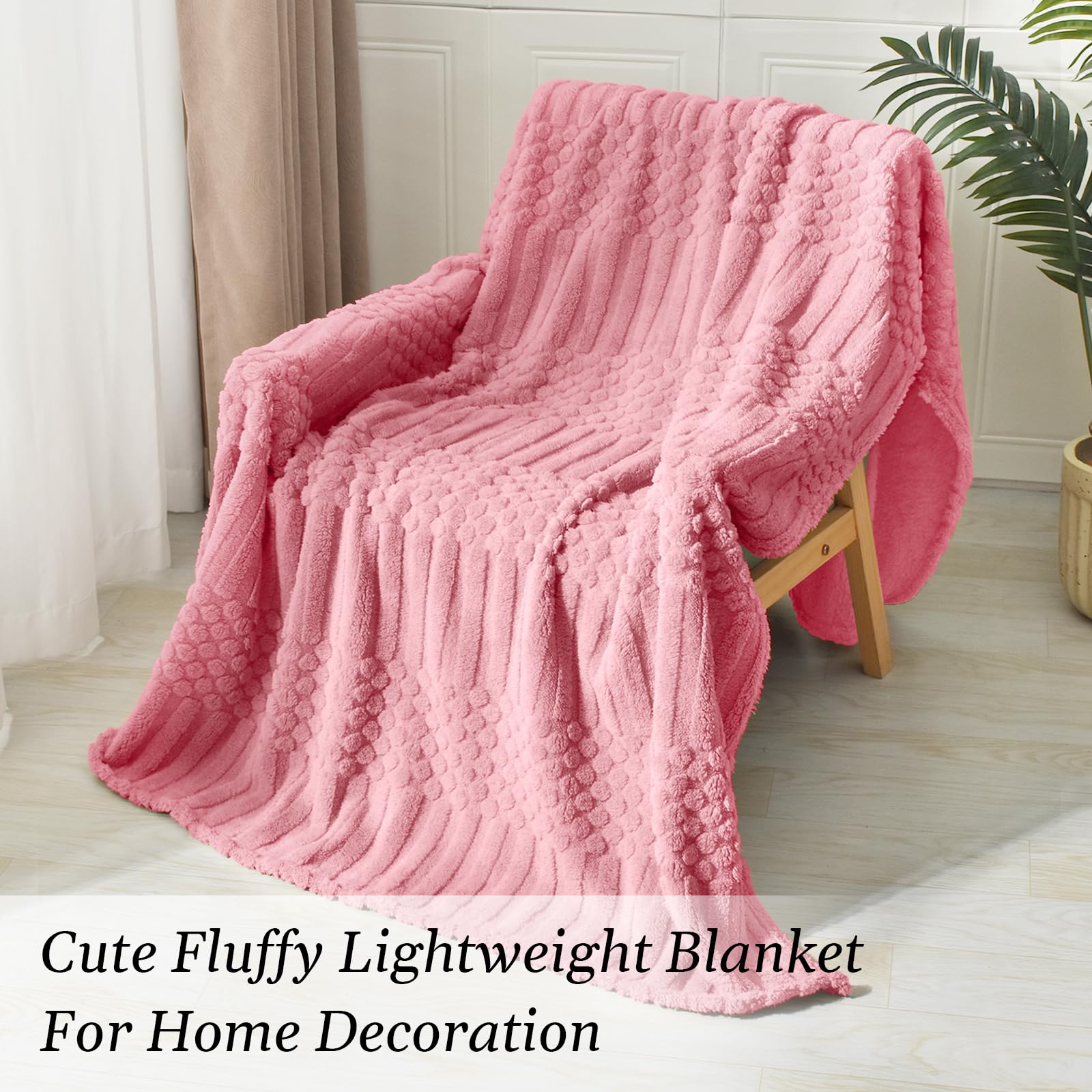 Lifein Rosa Überwurfdecke – Flauschige Fleecedecke Für Couch & Bett, 127x152 Cm, Boho Style