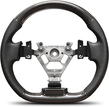 Carbon Fiber Steering Wheel Compatible with Nissan 350Z 2003-2009, D-Shaped Flat-Bottom Custom Steering Wheel with Nappa Perforated Leather Grip, Hand-Stitched Sport Upgrade