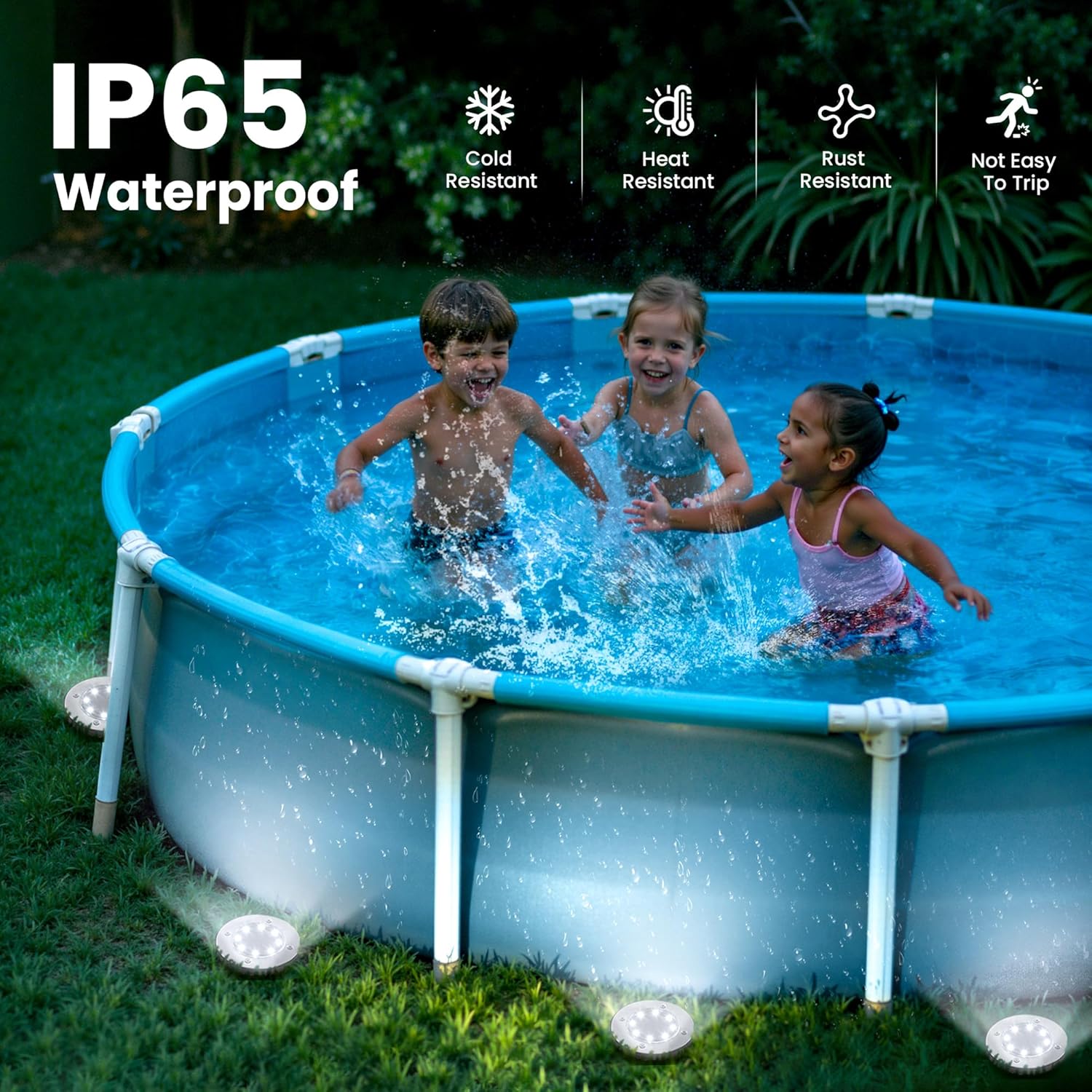 12 Pack Solar Pool Lights for Above Ground Pools, LED Above Ground Pool Lights Outdoor Waterproof, Outdoor Solar Pool Lights Decorations(Cool White)