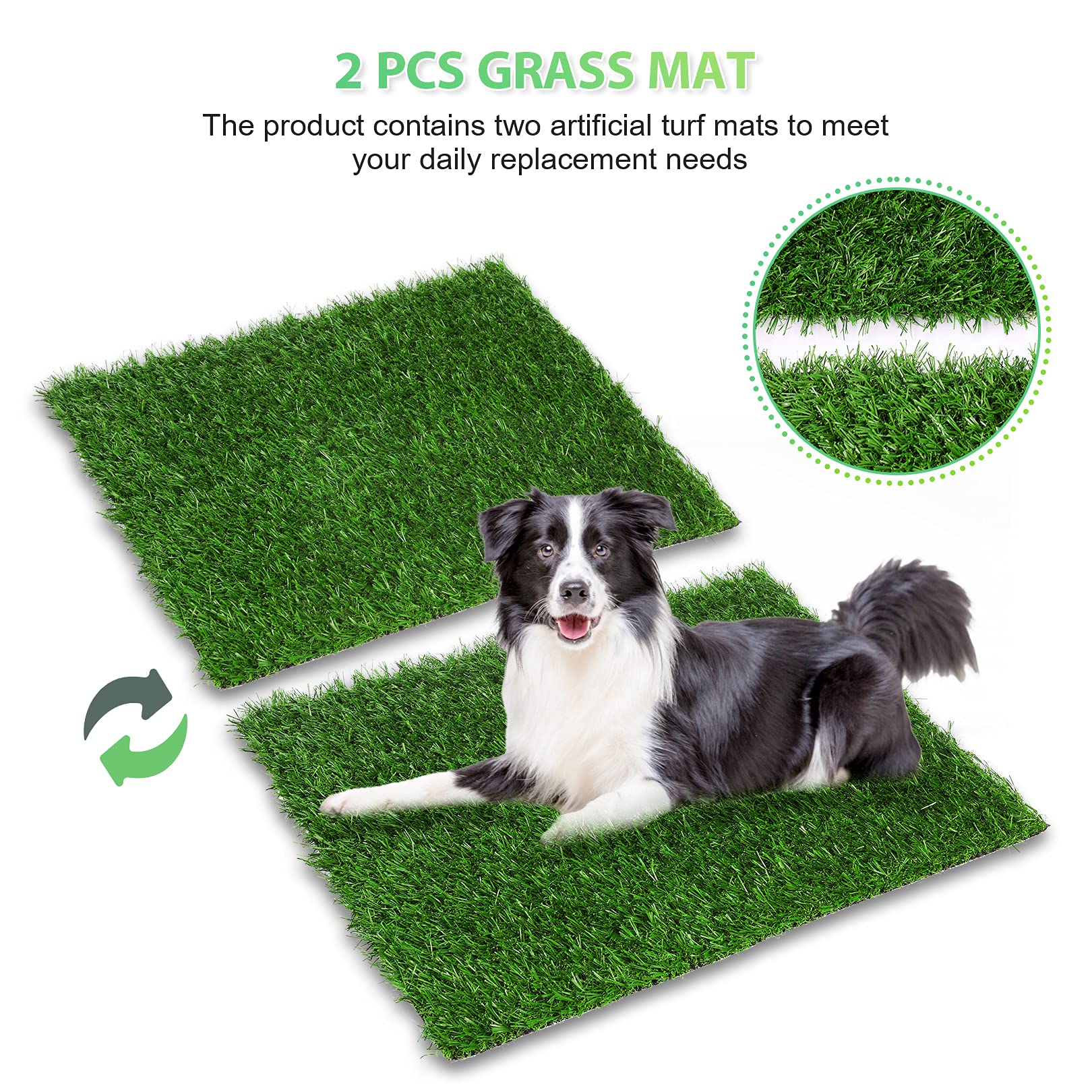 Sailnovo Inodoro para Perros Cachorros con Dobladillo Mejorado para Mascotas para Perros pequeños, con césped Artificial Dos Piezas de césped Son Intercambiables y el césped Aumenta la Calidad