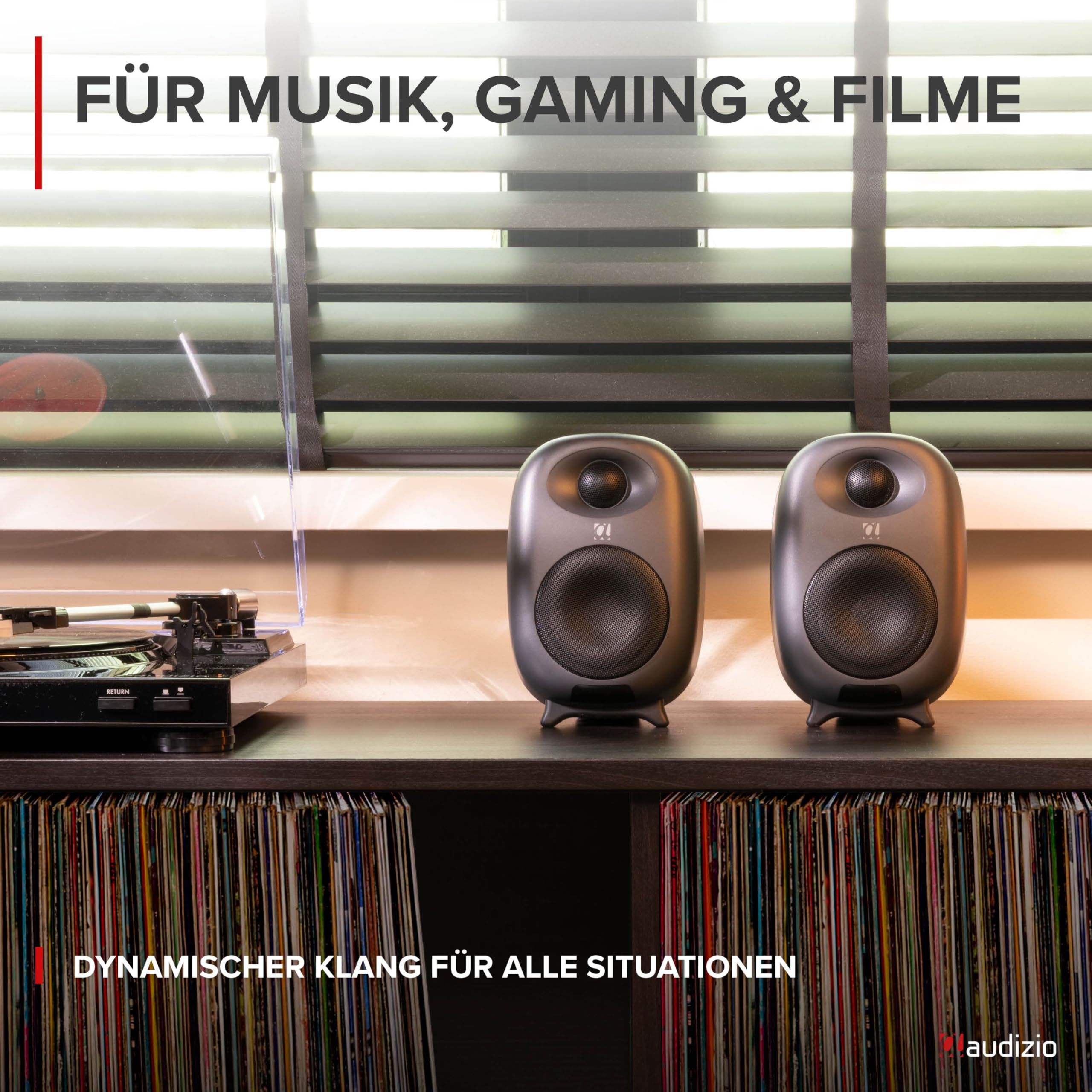 Audizio RS60 Lautsprecher Bluetooth, 120 Watt Studio Monitor | DSP | 40Hz-20kHz | RCA |PC Boxen, inspirierende PC Lautsprecher für Gamer und Musikliebhaber - Grau