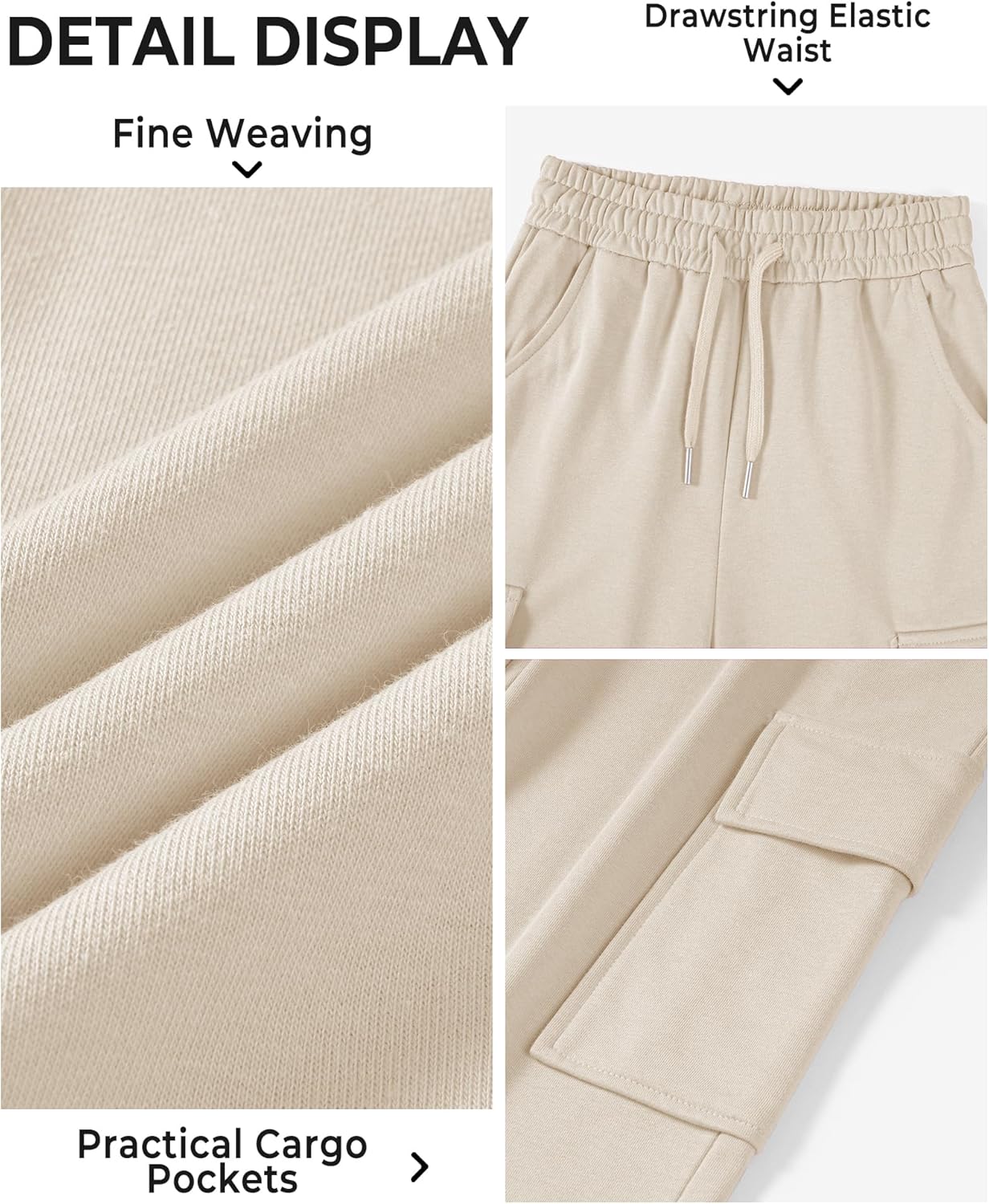 BOOPH Girls Sweatpants Kids Drawstring Cargo Pants Teen Girls Wide Leg Baggy Joggers Pants with Pockets - Image 5