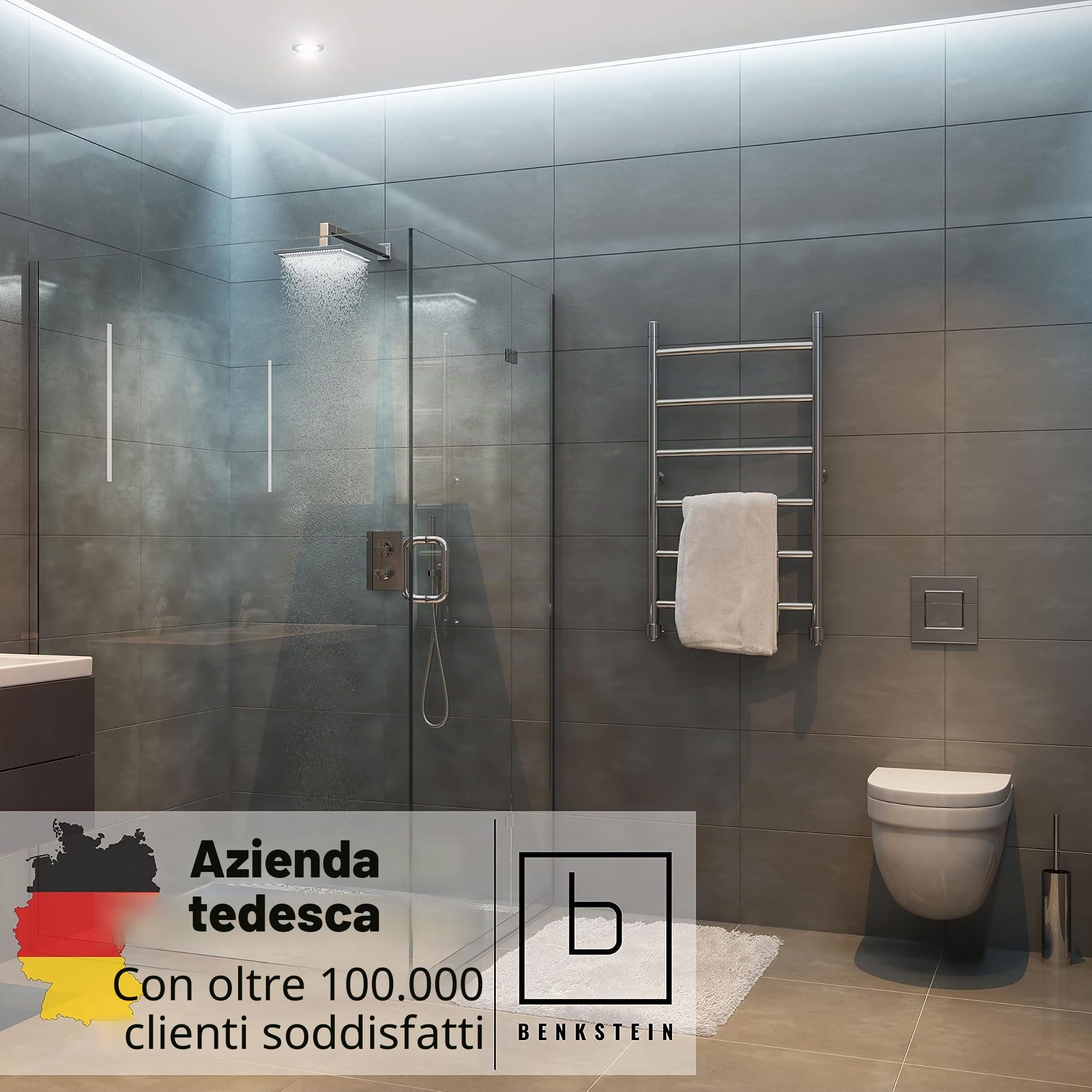 Benkstein® Coperchio WC con abbassamento automatico a forma di D bianco – sedile WC antibatterico – sgancio rapido per una facile pulizia – montaggio facile – Urea-Duroplast – rimovibile – portata