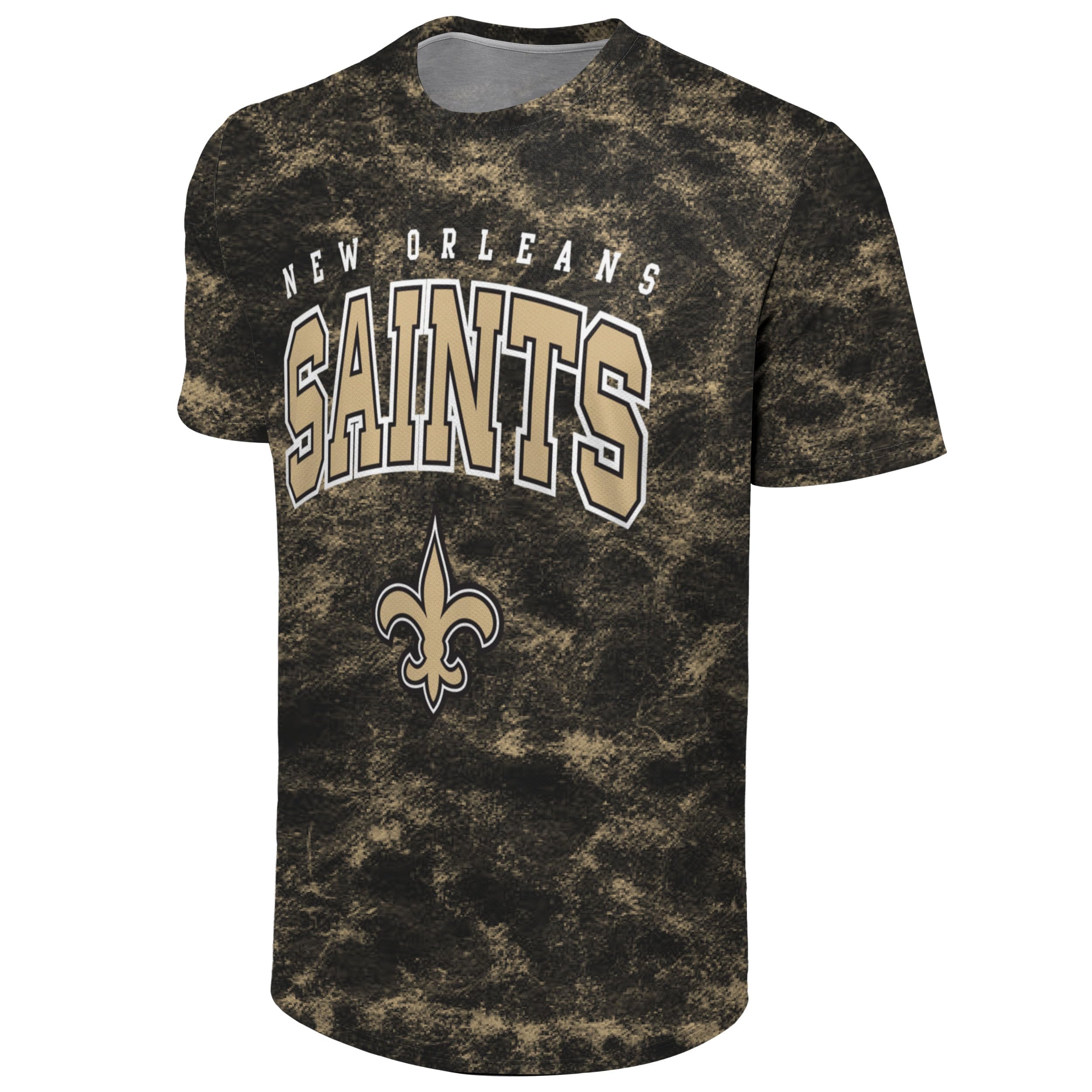 FOCO NFL Men's Officially Licensed Big Logo Wordmark Camo Performance Game Day Team Color Crewneck T-Shirt, New Orleans Saints - Black, M — image 1