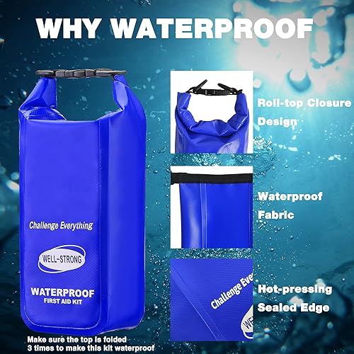 Miniatura 4 de WELL-STRONG Kit de primeros auxilios de supervivencia 123 piezas kit de emergencia impermeable para barco pesca kayak barco natación campamento