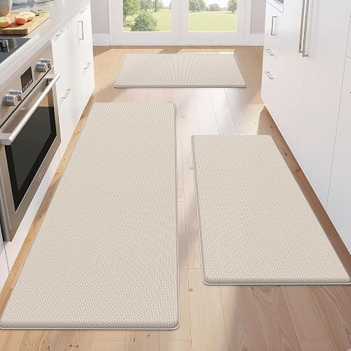 KitchenClouds Kitchen Mats 3PCS Cushioned Anti-Fatigue (Khaki)