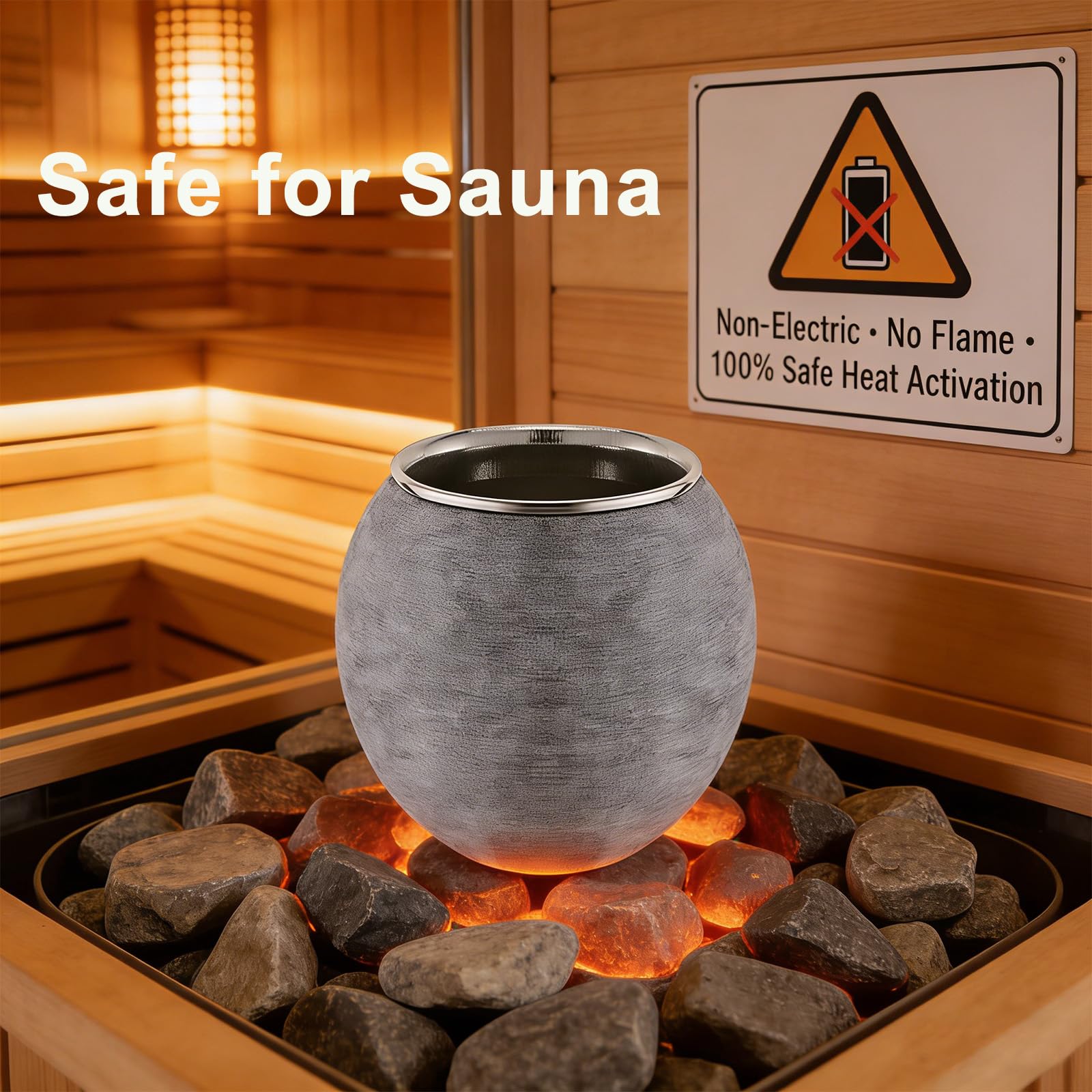 Difusor de aceites esenciales de sauna, taza de piedra de aromaterapia, cuenco pequeño de aromaterapia con difusor de acero inoxidable para spa, yoga, bienestar