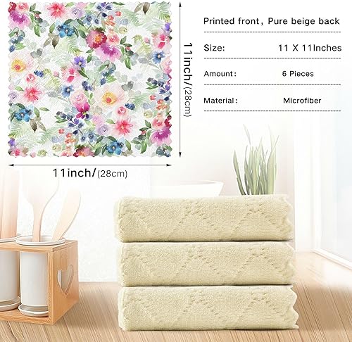 Miniatura 3 de Summer Pattern with Watercolor Flowers Handmade Microfiber Dish Towels Farmhouse Tea Towels Kitchen Cotton Absorbent Dish Towels Cotton Kitchen Hand