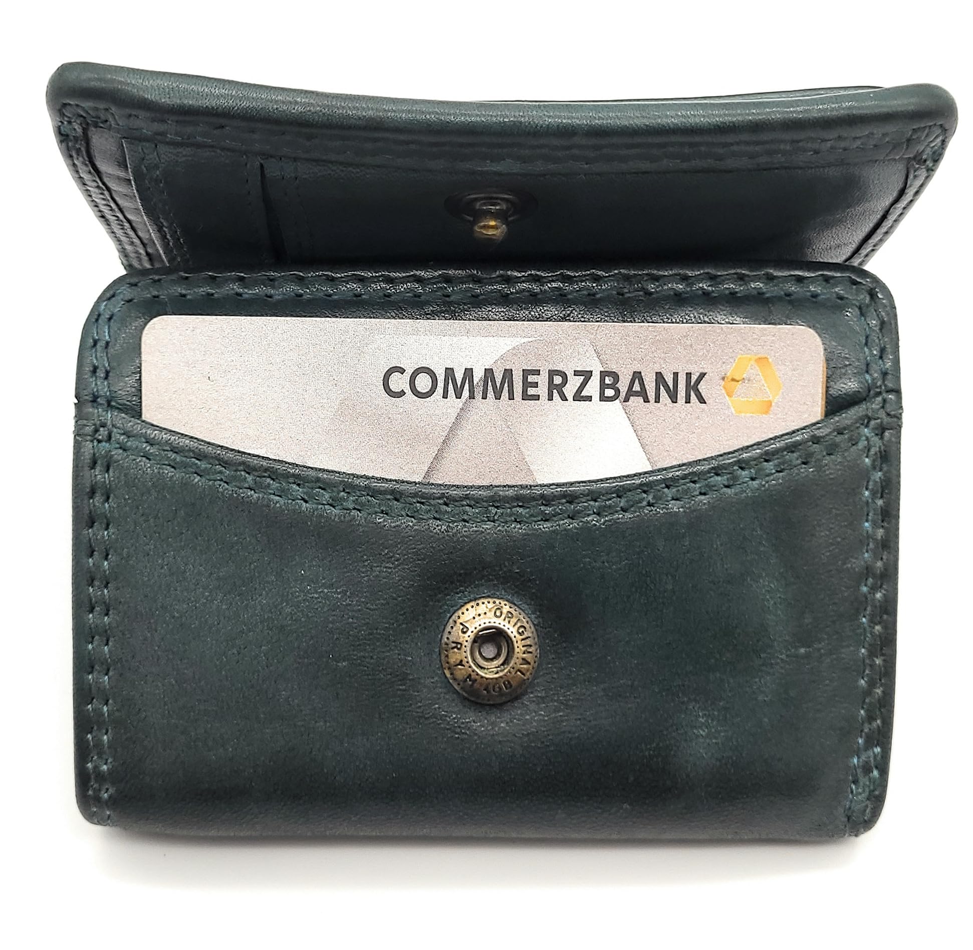Mini cartera para hombre y mujer de piel auténtica – Cartera compacta de piel con protección RFID, compartimento para monedas, ranuras para tarjetas y botón a presión, cartera vintage pequeña