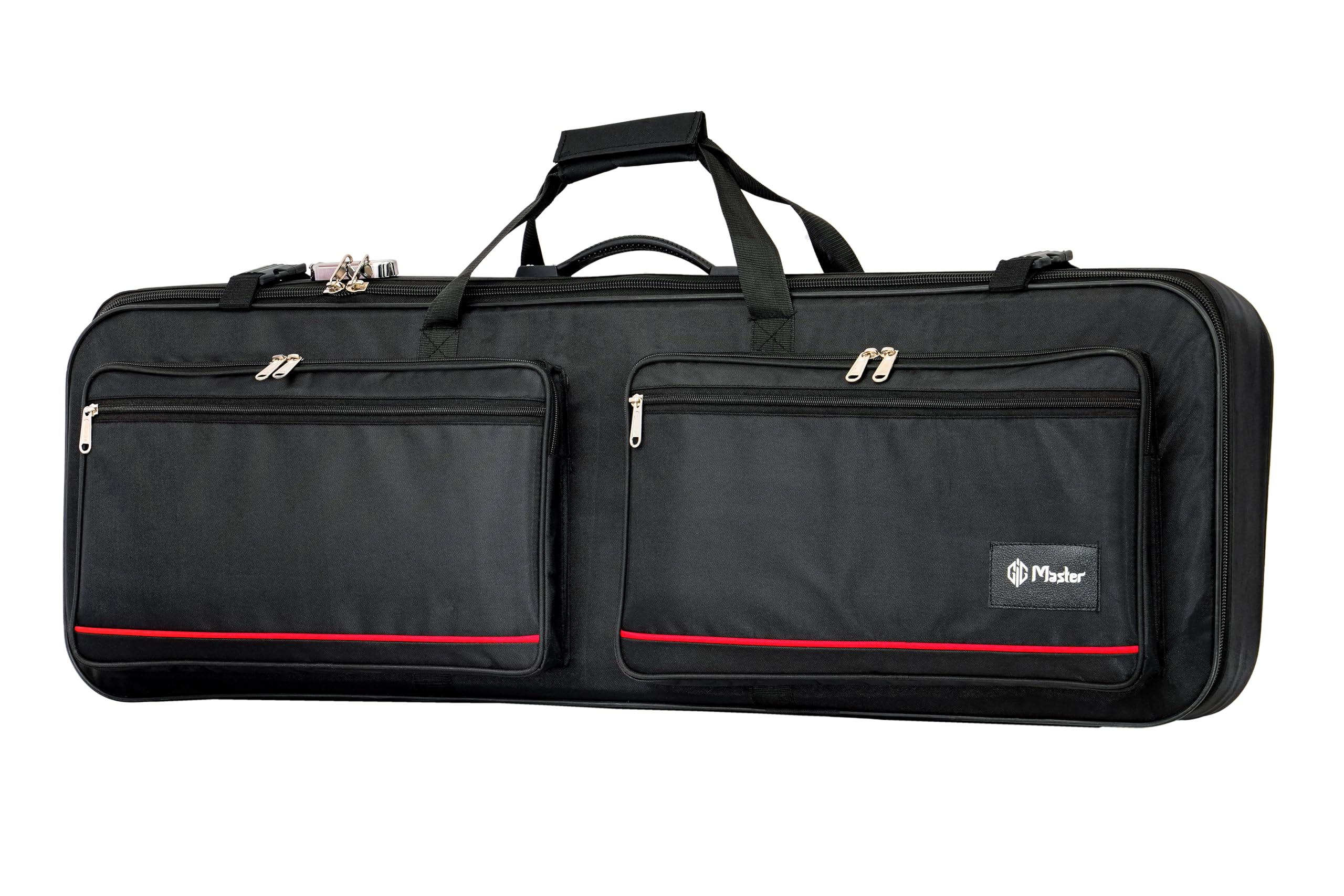 GIG Master Hard Case for Roland XP-60, XPS-60, 61-Keys Keyboard – Heavy Padded Water-Resistant Gig Bag with Double Accessory Pockets(Black & Red)-image-2