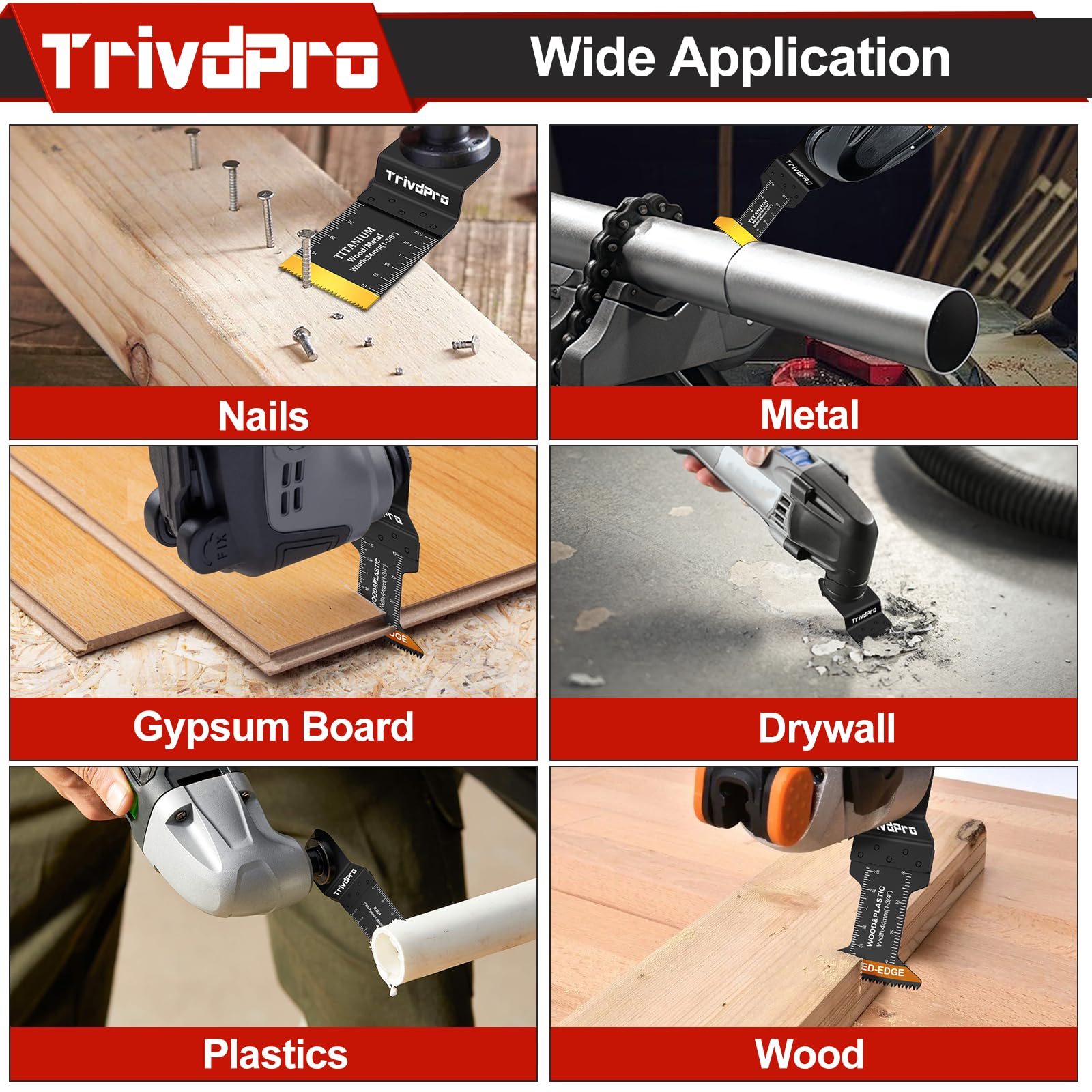 TrivdPro - Juego de 50 cuchillas oscilantes para herramientas múltiples, hojas de sierra oscilantes para metal, madera, plástico, cuchillas osciladoras para multiherramienta, compatible con Dewalt