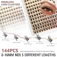 Vista 2 de Lash Clusters Manga Eyelash Clusters Wispy Spiky Cluster Eyelash Natural Look Extensions Individual 144pcs 8-16mm Fairy Lashes Volume Anime Lash