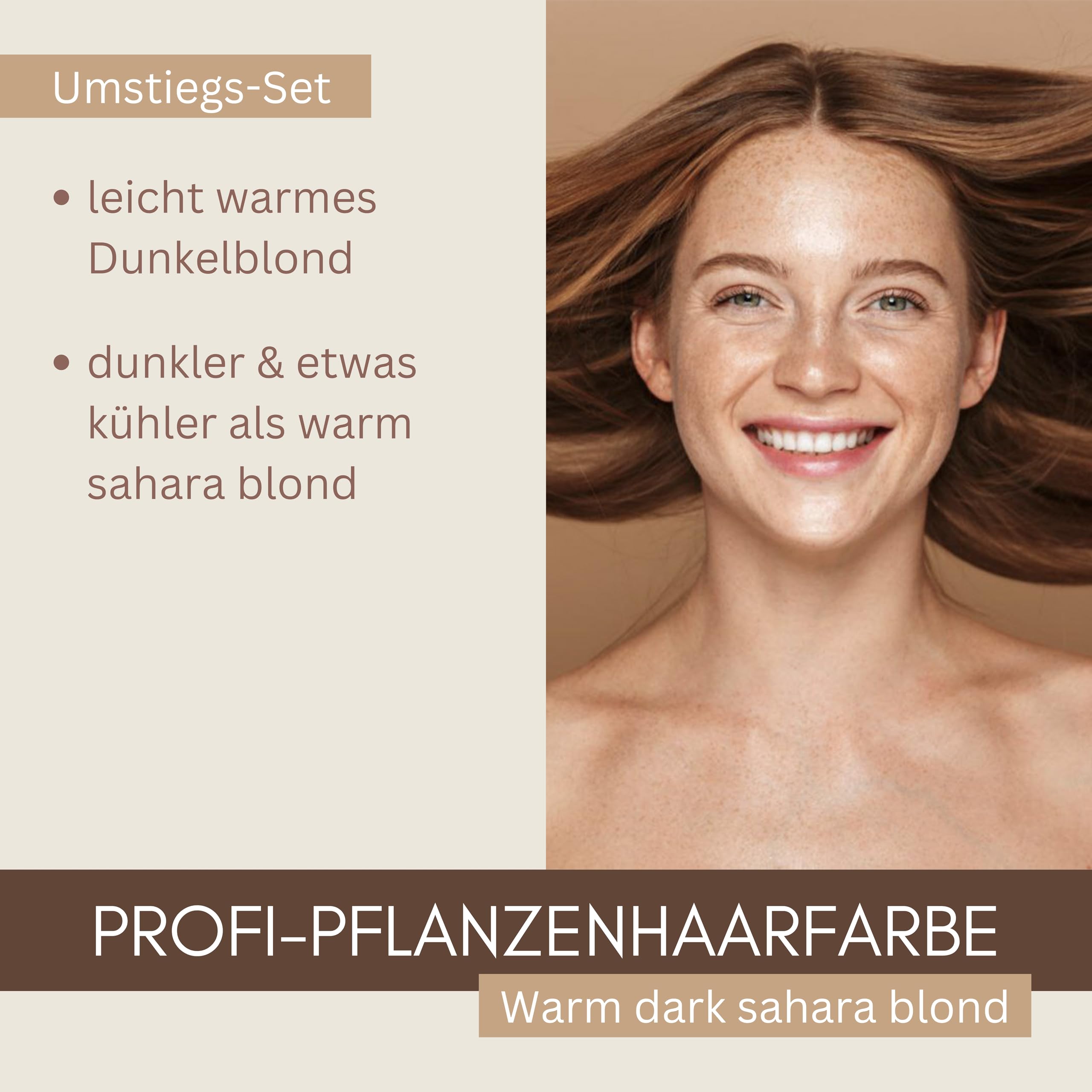 Thats me Organic® Profi Pflanzenhaarfarbe Komplettset (warm dark sahara blond) – Bio Haarfarbe ohne Chemie – Haarfarbe für gesundes Haarefärben auch während Schwangerschaft und Stillzeit