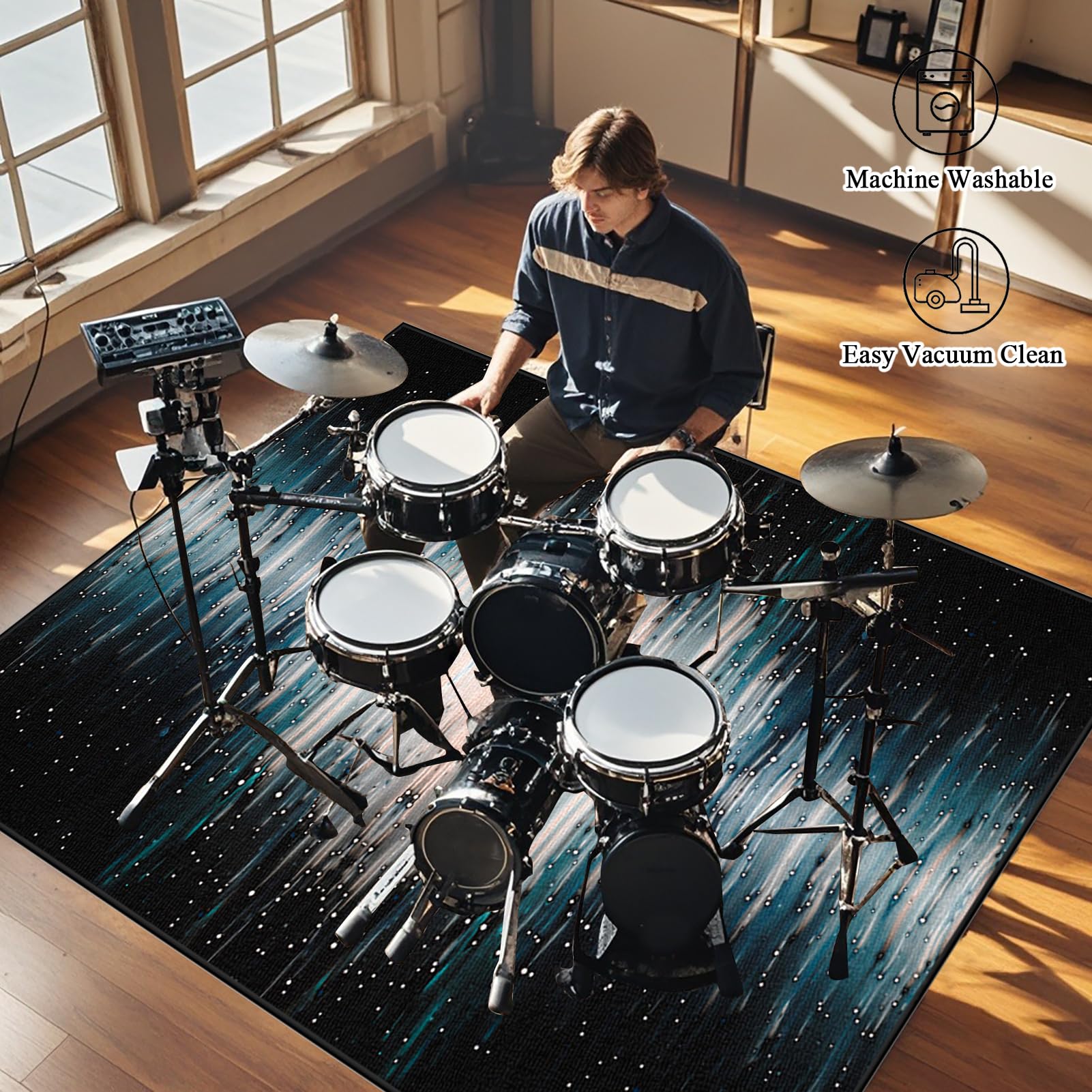 Mata do akumulatorów elektronicznych, mata bębnowa, dźwiękochłonna mata na baterie, profesjonalna prostokątna mata jazzowa do niskich skarbów i innych instrumentów 140 x 90 cm