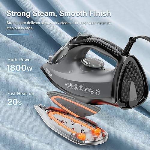 Miniatura 2 de Plancha de vapor, autolimpiante, ropa de planchado para uso doméstico, plancha de tela de 1800 W con suela de cerámica