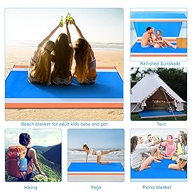 BYDOLL Beach Blanket 78\'\'81\'\' 4-7 Adults Oversized Lightweight Waterproof Sandproof Beach Blanket Large Picnic Mat for Travel Camping Hiking Picnic