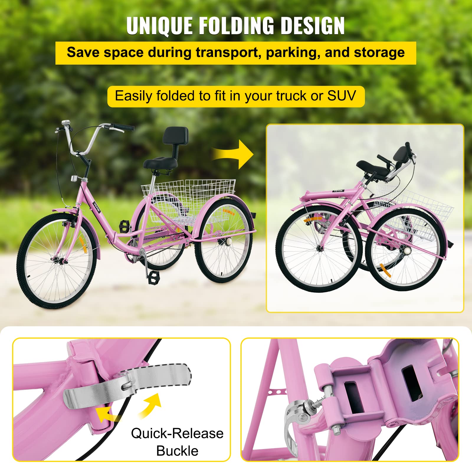 Amazon | Bkisy 三輪車 大人用 26インチ 1速 3輪自転車 大人用 3輪
