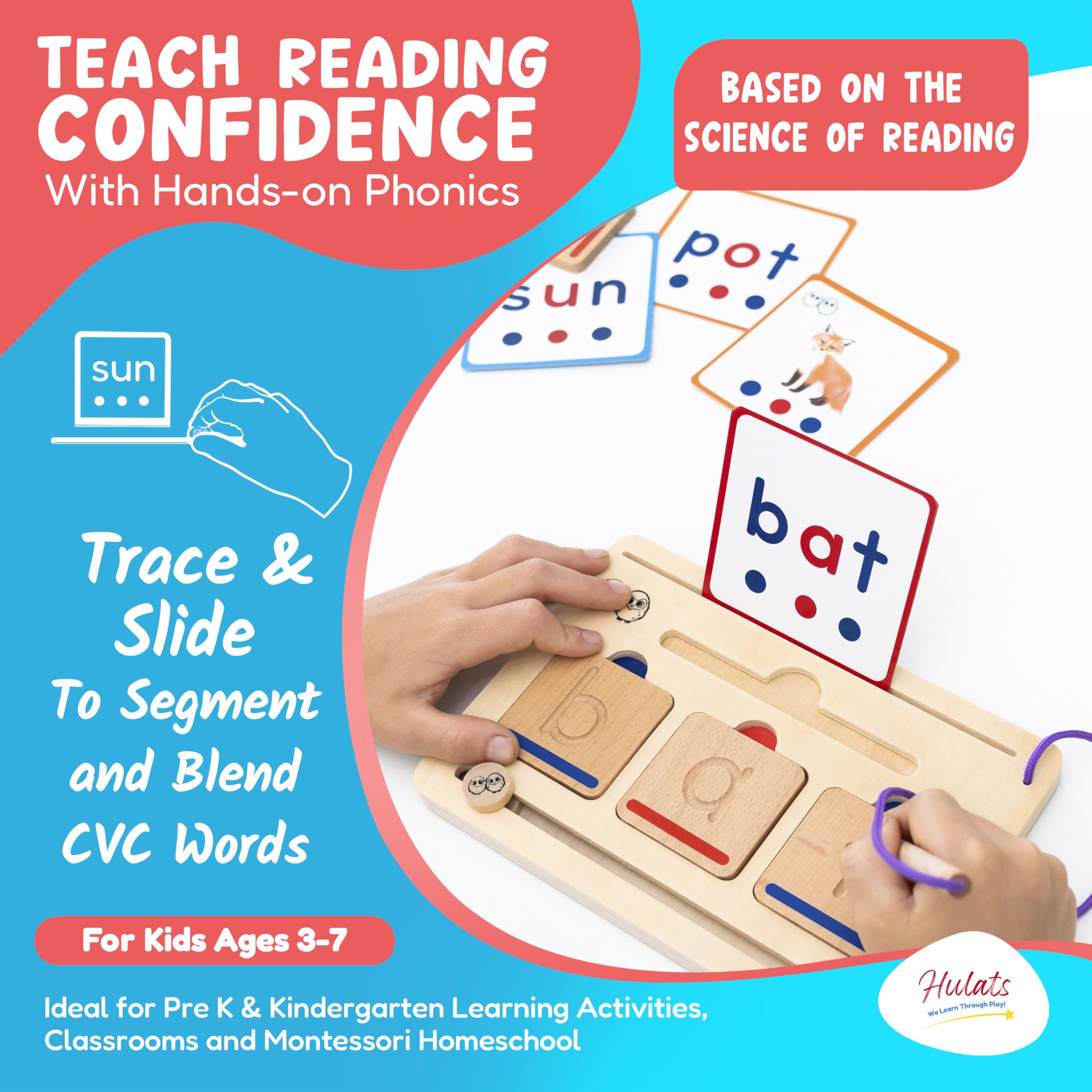 CVC Word Magic: Montessori Reading Game for Kindergarten Phonics Mastery, Learn to Read & Write 50 Sight Words for...