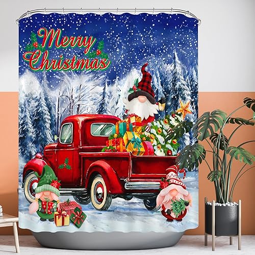 Miniatura 3 de Cortinas de ducha de gnomo de Navidad para baño, bonita decoración de baño de Navidad, bonitas cortinas de baño de gnomo de Navidad, cortina de baño