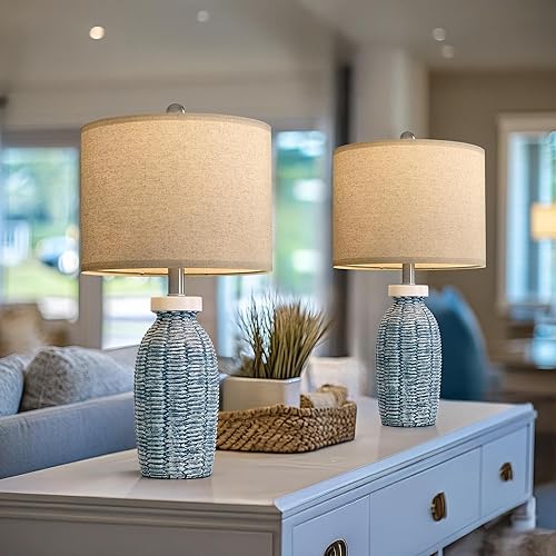Miniatura 7 de Lámparas de mesa de 22.75 pulgadas para dormitorio, sala de estar, juego de 2 lámparas de casa de campo, mesita de noche, pequeña, rústica, vintage,