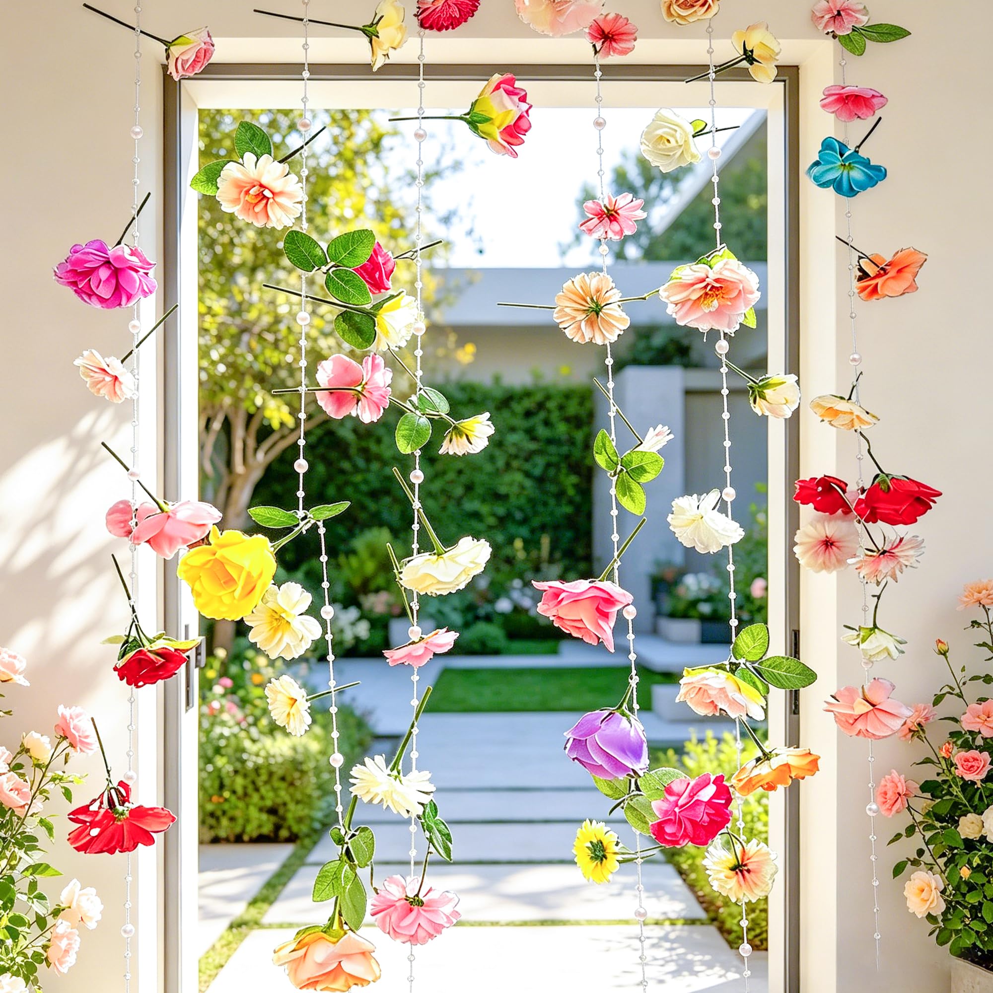 4.27 ft Flower Garlands Hanging Artificial Wildflower Decor