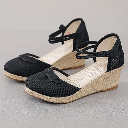 Miniatura 4 de Womenyiaor Sandalias de punta cerrada para mujer, alpargatas para mujer, con punta cerrada, sandalias de verano con correa al tobillo, sandalias de
