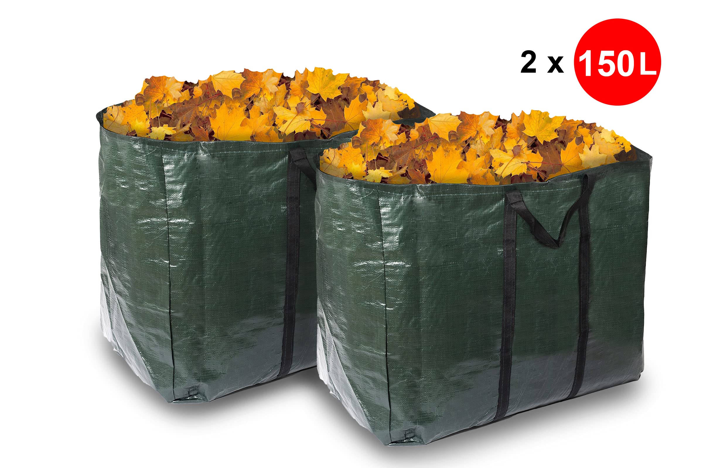 Sacchi Per Rifiuti Da Giardino Resistenti 120L – Confezione Da 2 Pezzi Riutilizzabili Con Manici, Più 1 Paio Di Guanti - 3