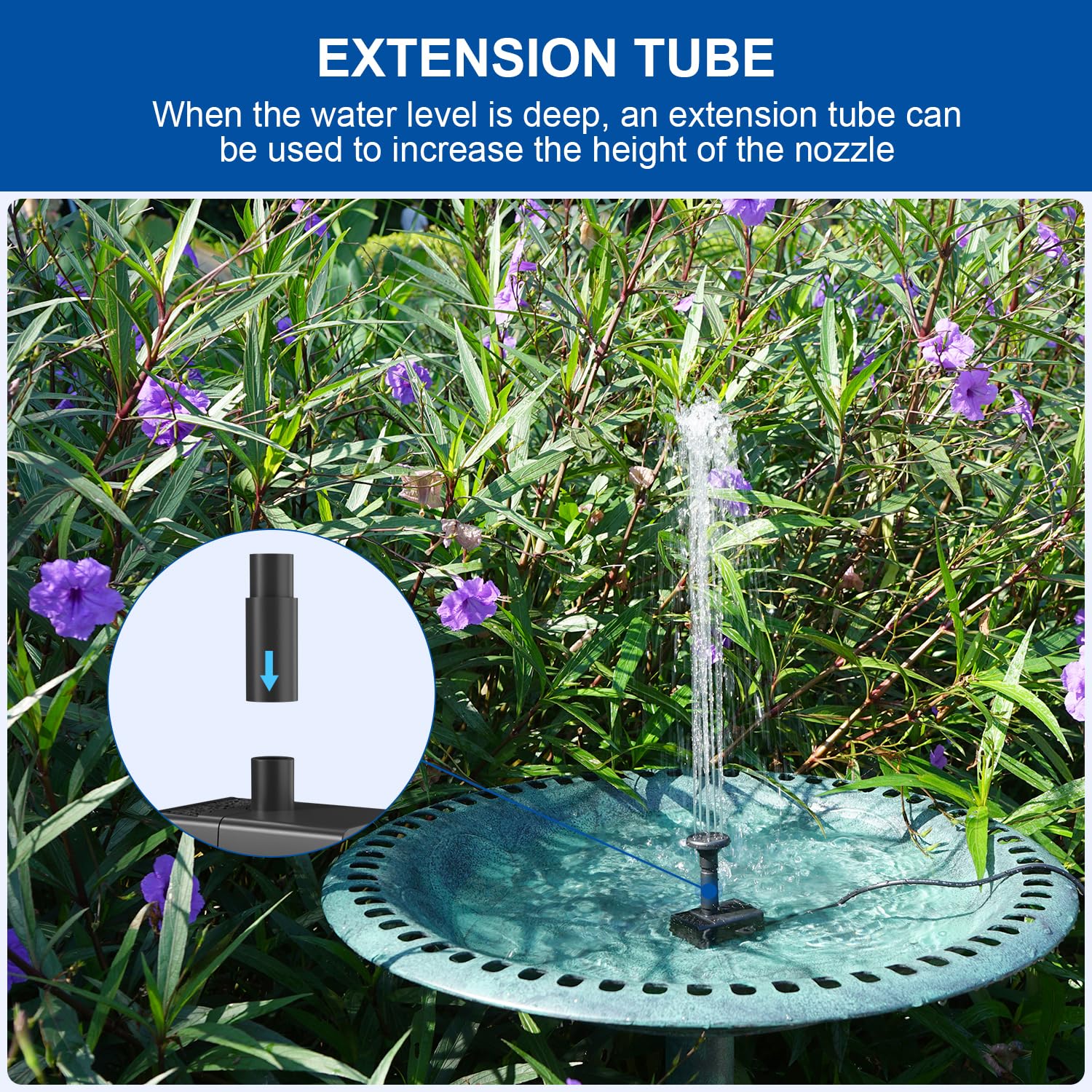 SZMP Solar Springbrunnen 3.5W, 2026 Glas Solar Teichpumpe mit 3M Kabel & 8 Düsen Solar Wasserpumpe, Solar Schwimmender Solarbrunnen für Gartenteich Springbrunnen Vogel-Bad Fisch Behälter - 3