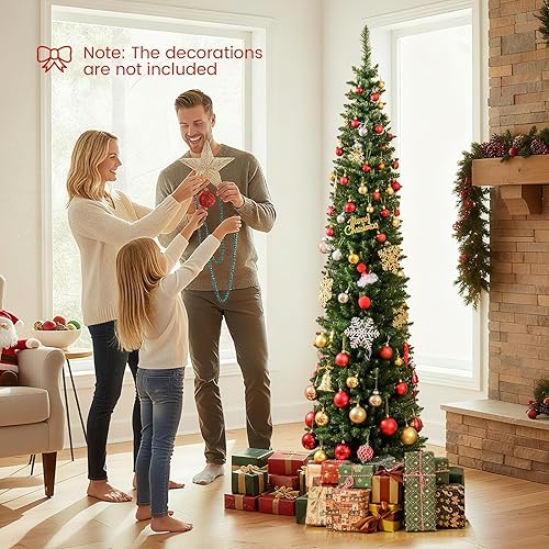 Miniatura 171 de Goplus - Árbol de Navidad artificial cónico de 6 pies, 340 puntas de rama, agujas de cloruro de polivinilo premium, delgado con soporte de metal