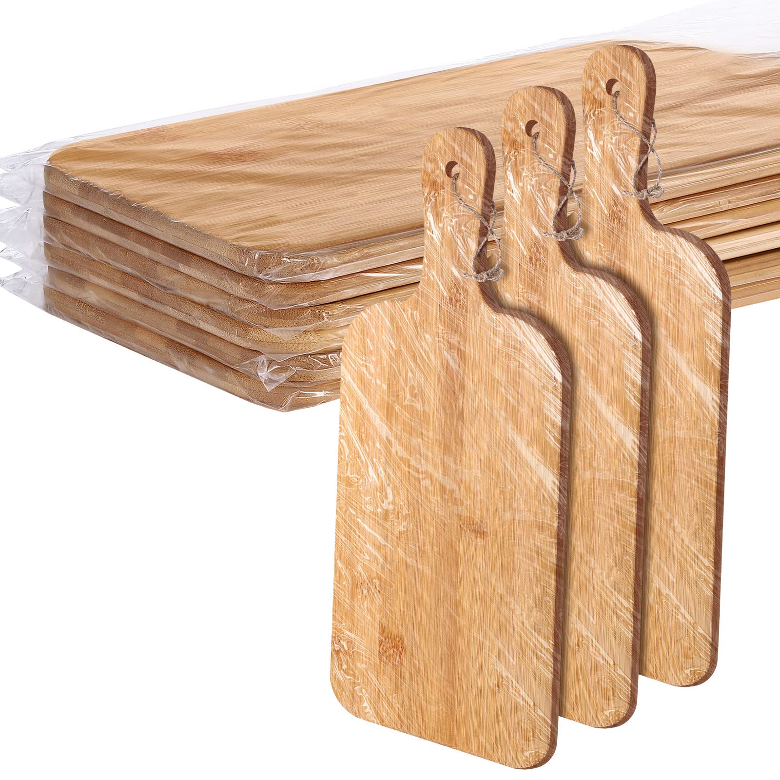 Juego de 6 tablas de cortar lisas con asas, tabla de cortar de madera para cocina, a granel para verduras, carne, pizza, queso, frutas, pan, grabado de bricolaje (15 x 7 pulgadas, bambú)