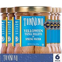 Vista 22 de Tonnino Filetes de atún bajos en calorías y sin gluten de aleta amarilla en aceite de oliva, 6.3 onzas, pimienta negra (paquete de 6)