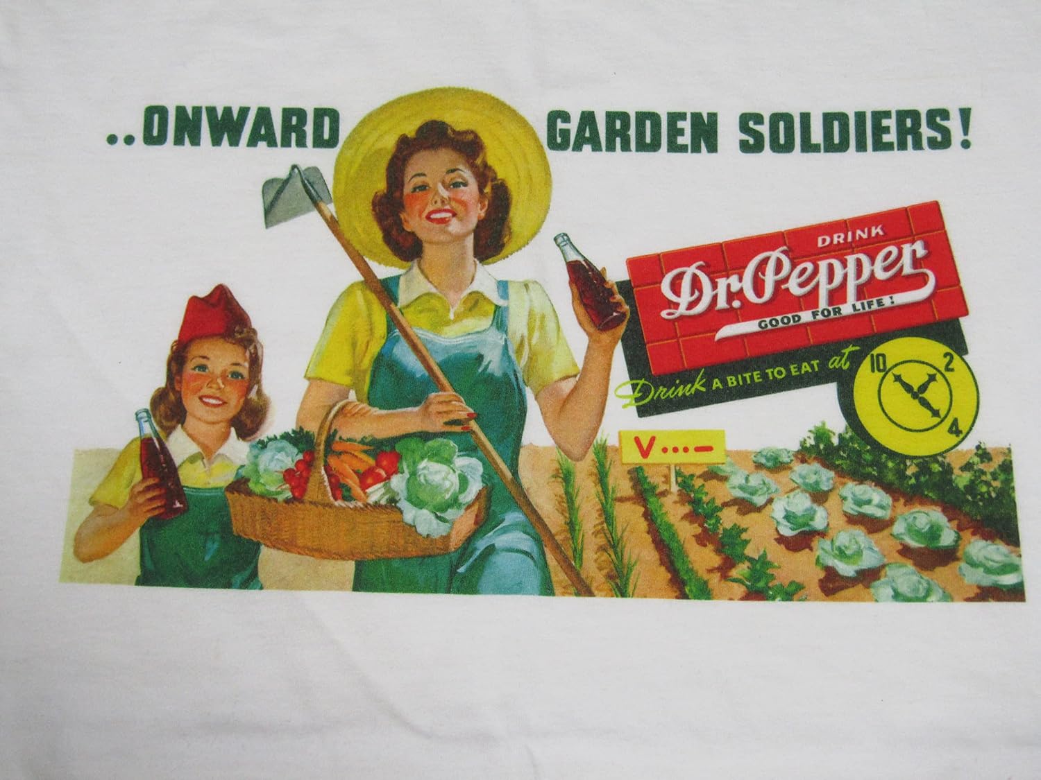 Dr Pepper Onward Garden Soldiers Vintage Ad Men's White T-Shirt