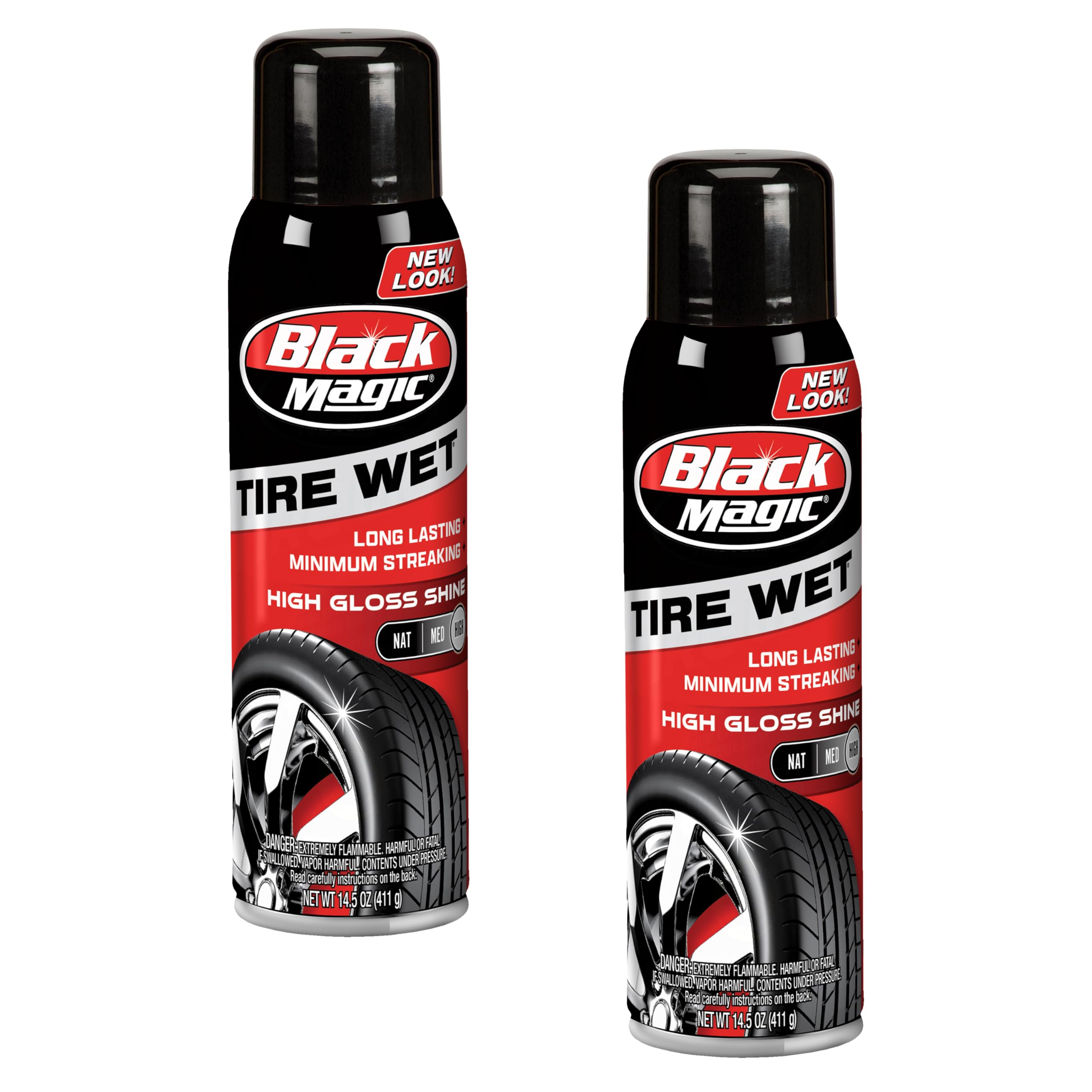 Black Magic 120270 Tire Wet Spray, Weather & Rinse-Resistant Formula that leaves Tires looking Wet, Black & Glossy in One Spray, 14.5 Fl. Oz. (Pack of 2)-image-20