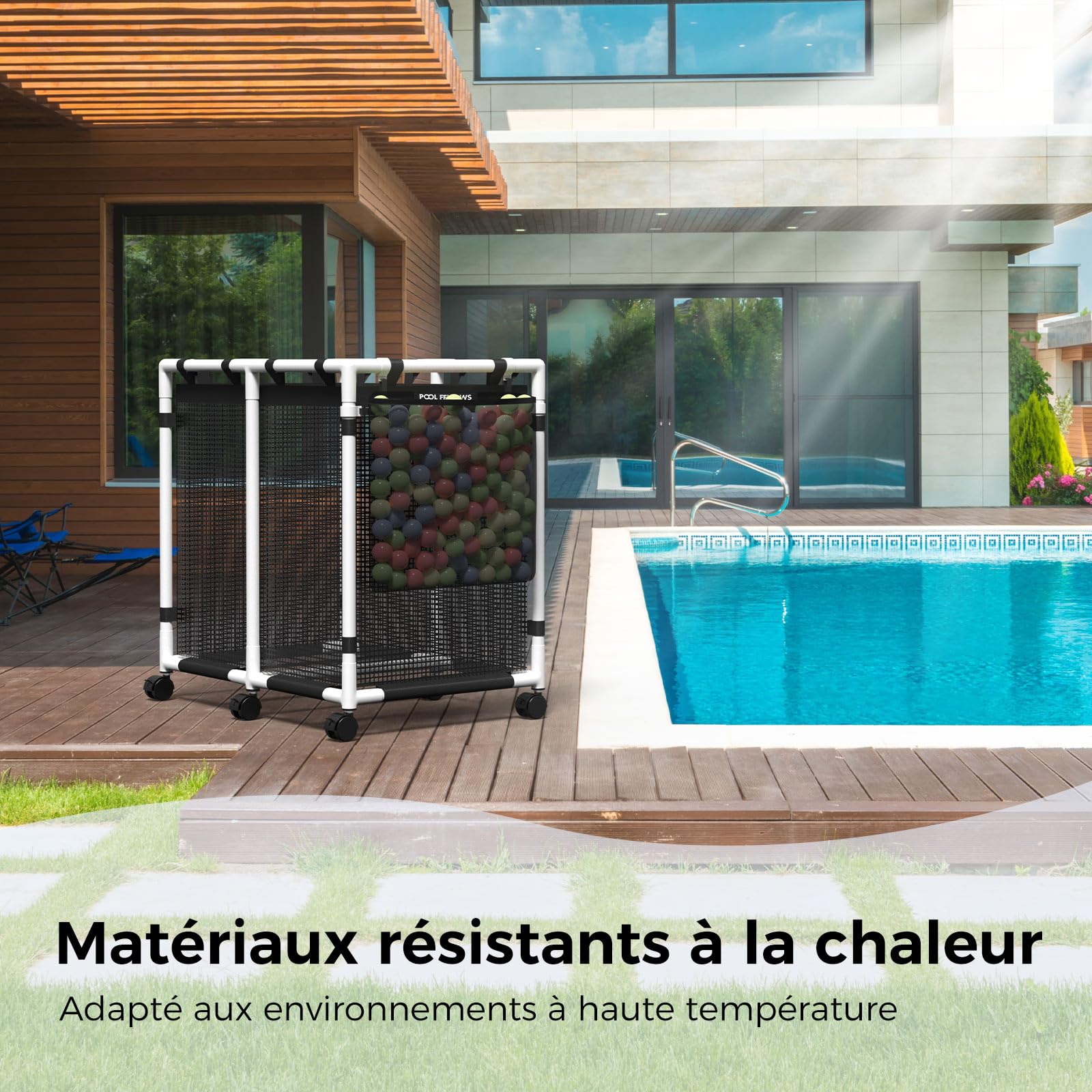 Poche latérale en Maille élastique pour bac de Rangement de Piscine, Poche Filet, Sac à Suspendre sur des tiges, Organiseur étendu pour Accessoires de Piscine, Fournitures d'extérieur,