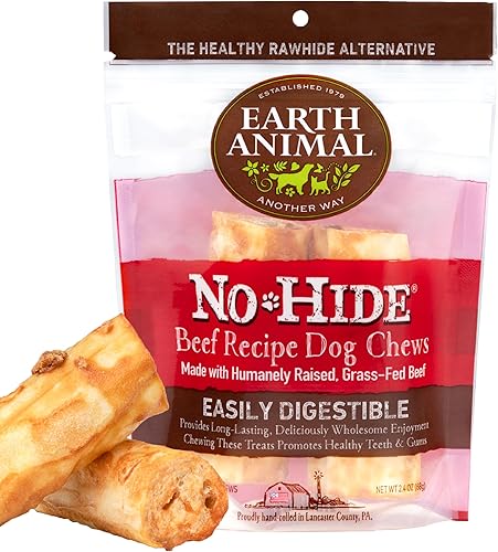 EARTH ANIMAL No Hide - Masticables para perros pequeños con sabor a carne de res natural sin cuero crudo, masticables de larga duración Golosinas