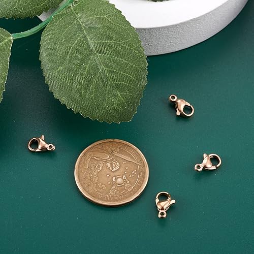 Vista 86 de Pandahall - 100 cierres de pinza de langosta de acero inoxidable, joyería de oro real de 24 quilates, cierre de langosta de 2 colores, cierre