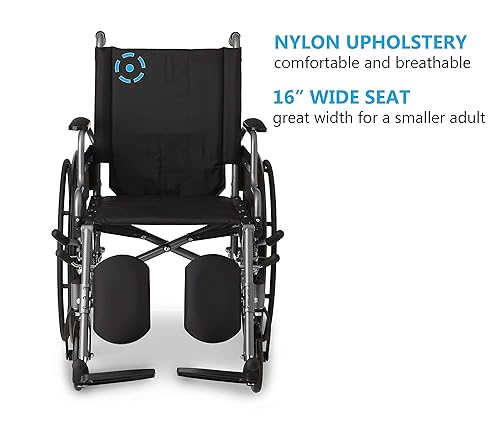 Miniatura 7 de Silla de ruedas Medline K4 estándar, ligera,con brazos inclinables y desmontables y descansos para las piernas elevables, MDS806550NE, Negro, 1, 1