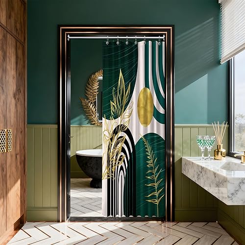 Miniatura 69 de Cortina de ducha moderna de mediados de siglo en blanco y negro, cortinas de ducha para hombre, juego de decoración de baño para hombres, patrón