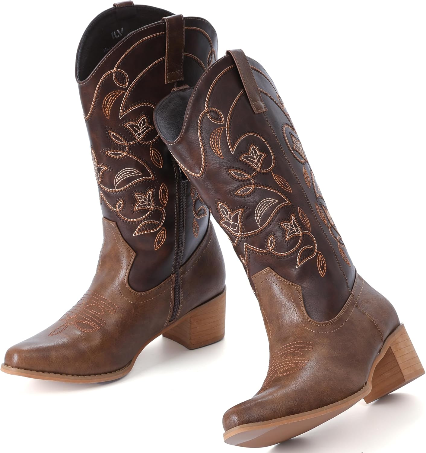 IXU Cowboy Boots For Women Wide Calf Pointy Toe Cowgirl Mid Calf... - Picture 18 of 55
