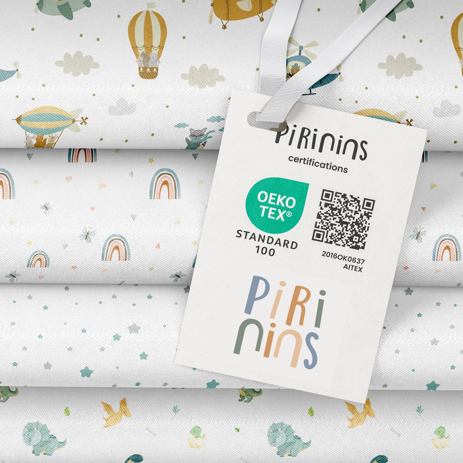 Copripiumino reversibile 100% cotone biologico per culla 60x120 cm, previene le allergie, coperta decorativa per la camera da letto, ultra morbido, collezione Premium, Industry Spagna (Palloncini)
