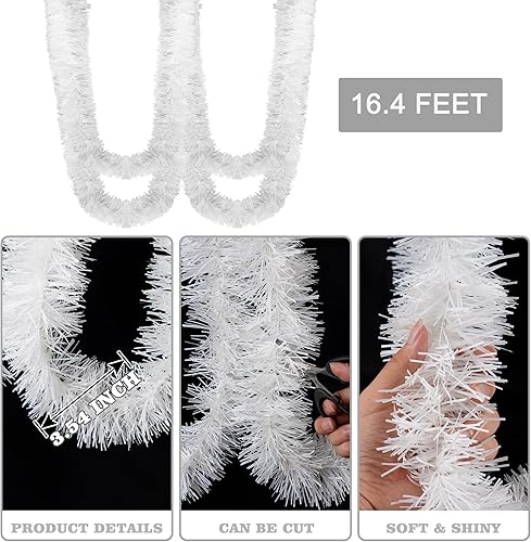 Miniatura 9 de Guirnalda giratoria de oropel de 16.4 pies, guirnalda colgante brillante para árbol de Navidad, suministros de fiesta de cumpleaños, decoración de