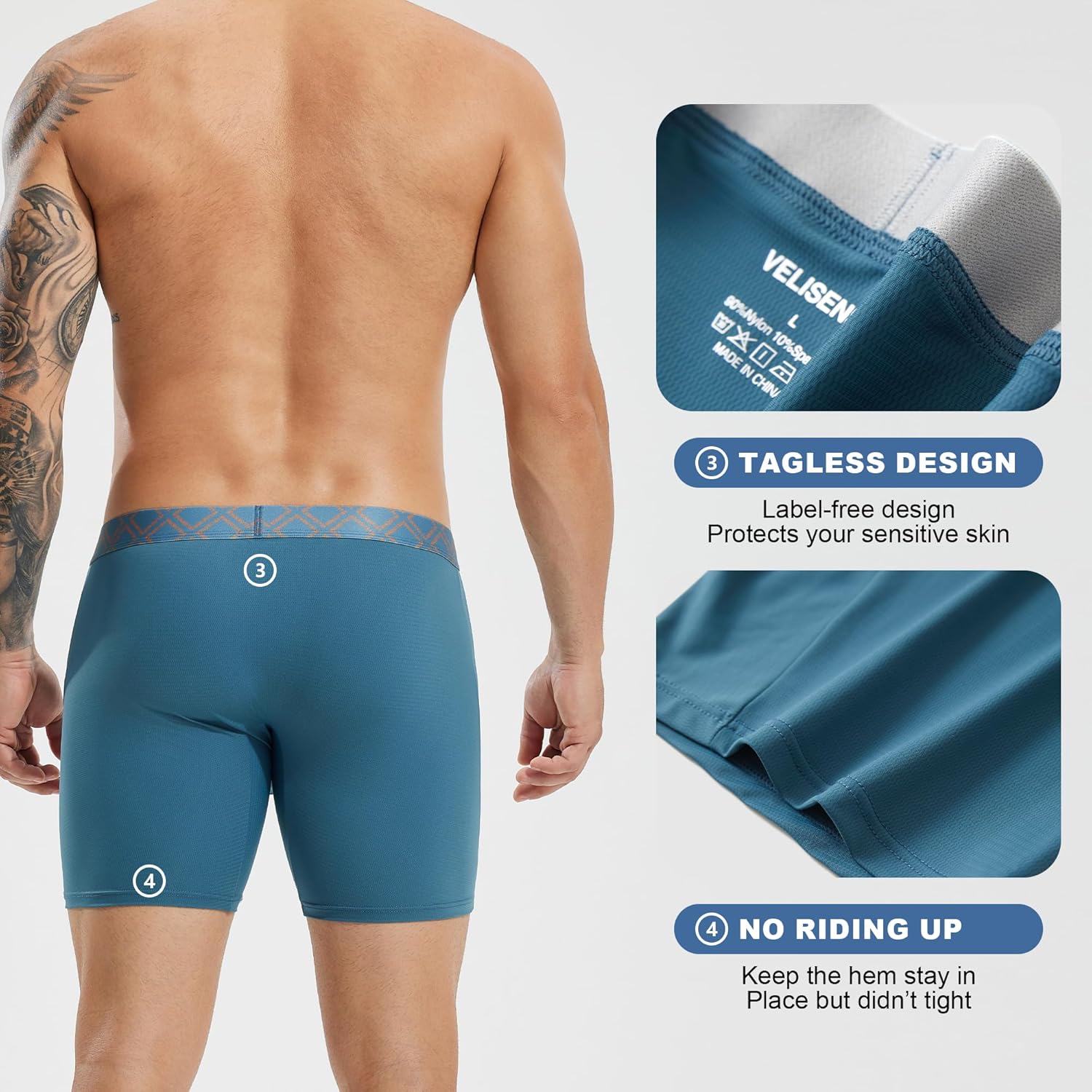 Men's Bulge Enhancing Pouch Underwear, Moisture Wicking Breathable Boxer Briefs for Men 4 Pack - Image 4