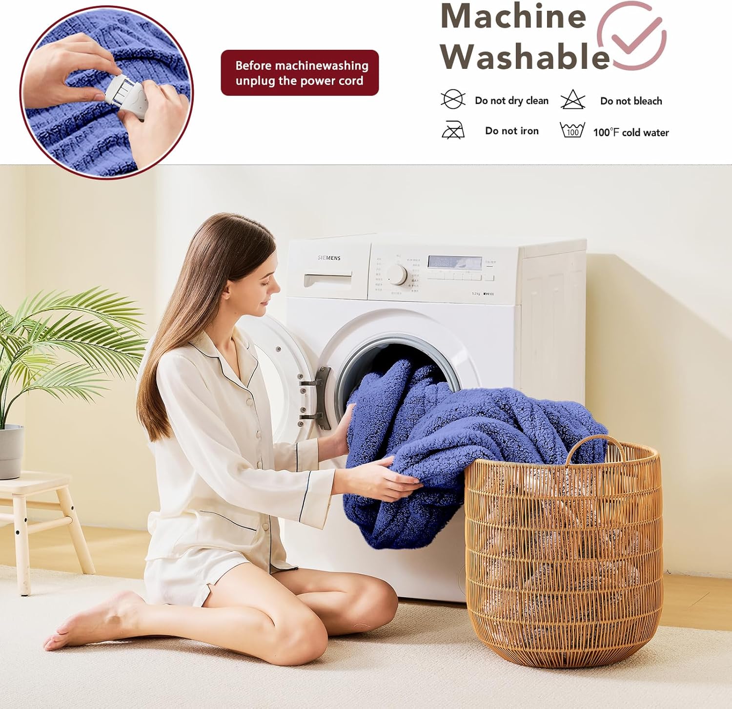 Heated Electric Blanket Full Size - 72"x84" Heating Blanket with 10 Heating Levels & 5 Time Settings Over-Heat Protection, Winter Warmer for Adults with ETL Certification（Navy Blue） - Image 8