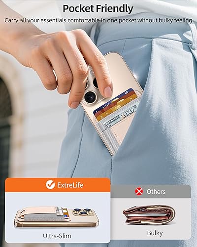 Miniatura 47 de ExtreLife Magsafe Wallet, cartera magnética más fuerte para iPhone 17/16/15/14/13/12, para tarjetero Magsafe con 2 ranuras para tarjetas, bloqueo