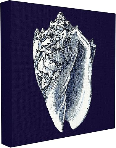 Stupell - Lienzo decorativo para pared, diseño de concha de caracola, color azul marino y blanco, 17 x 1.5 x 17 pulgadas, fabricado con orgullo en Stupell - Lienzo decorativo para pared, diseño de concha de caracola, color azul marino y blanco, 17 x 1.5 x 17 pulgadas, fabricado con orgullo en