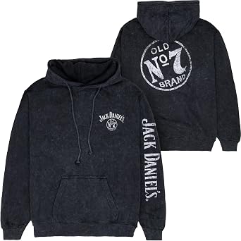 Changes Jack Daniels No. 7 Mineral Wash Front and Back Print Pull-Over Hoodie